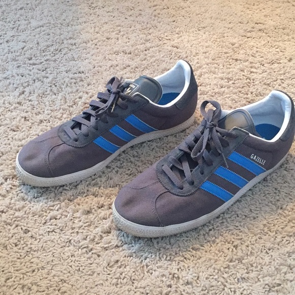 grey and blue adidas shoes